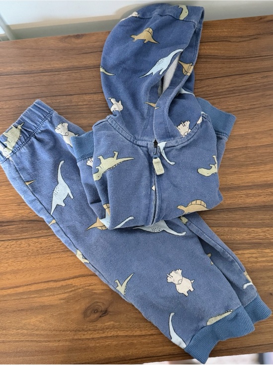 Carter's Other - Carter’s Toddler Boys Jacket Pants Set Size 2T Dinosaur 100% Cotton Blue
